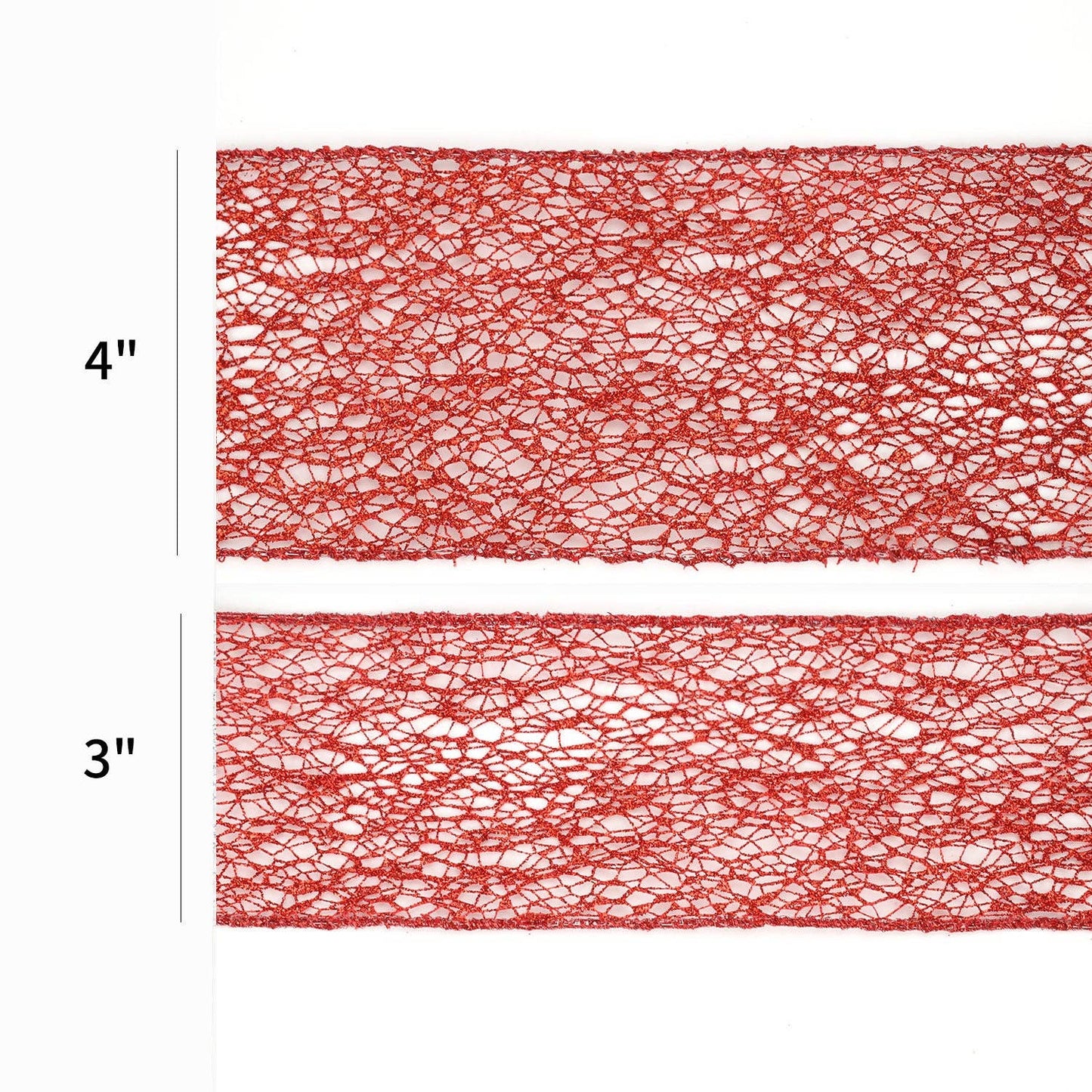 4" Mesh Wired Ribbon | Red | 10 Yard Roll