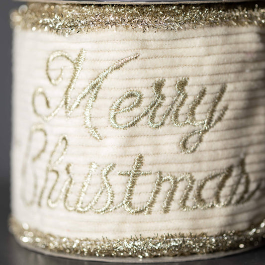 CREAM CHRISTMAS CHEER RIBBON