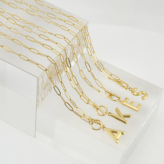 *Preorder: Gold Paperclip chain initial necklace*