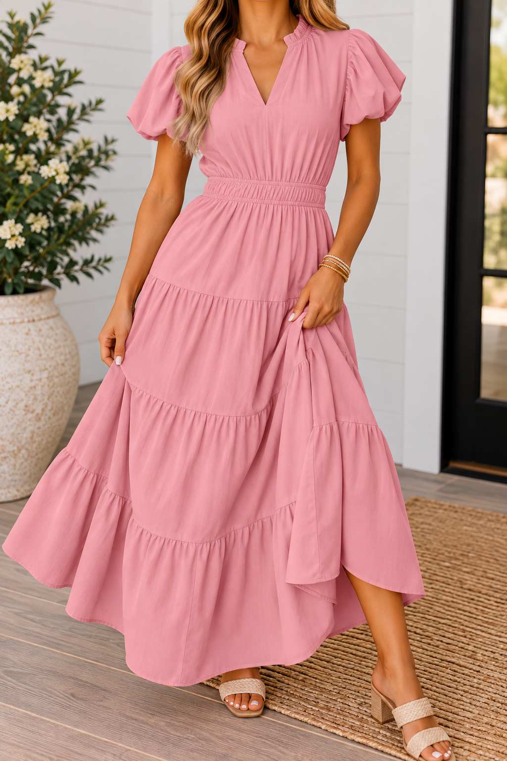 Waist Tiered Dress