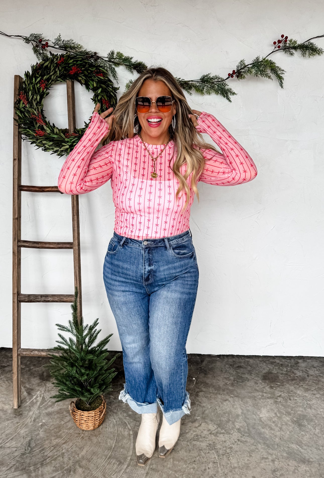 The Blakeley Mesh Holiday Print Top-Preorder Closes 9/3 @8PM CST