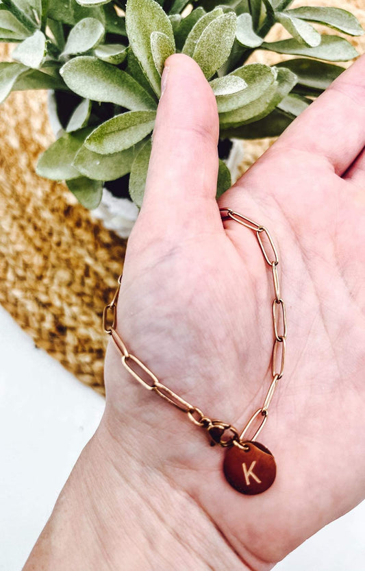 *RERUN Engraved Paperclip Initial Bracelets *