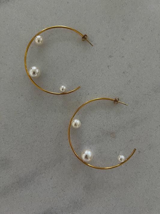 LARGE PEARL HOOPS