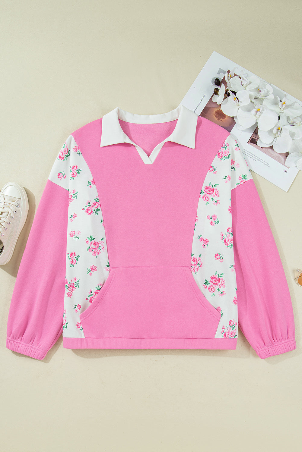 Plus Size Floral Polo Pullover September.