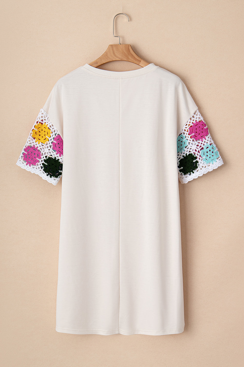RTS: The Nina Crochet Sleeve Neutral T-Shirt Dress-