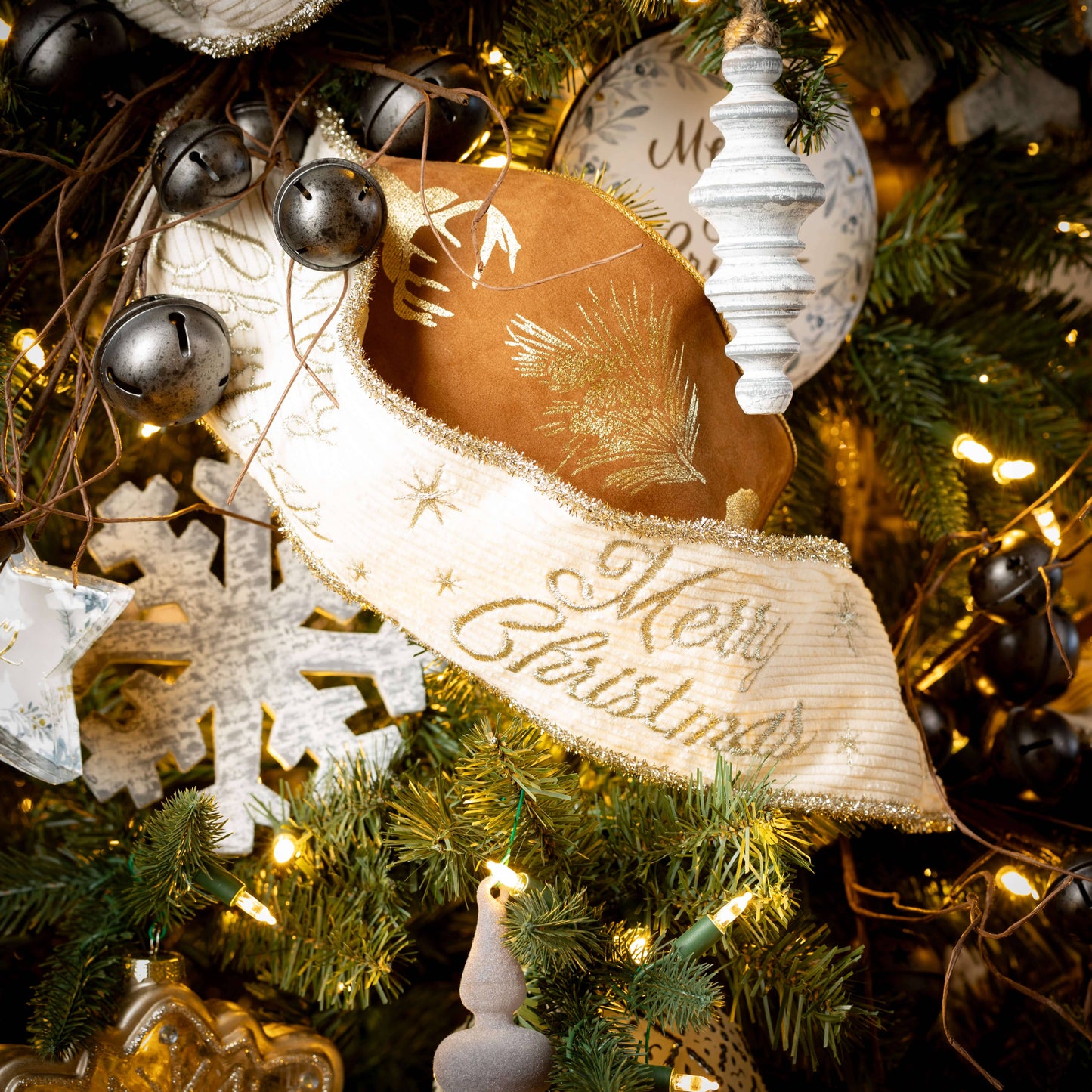 CREAM CHRISTMAS CHEER RIBBON