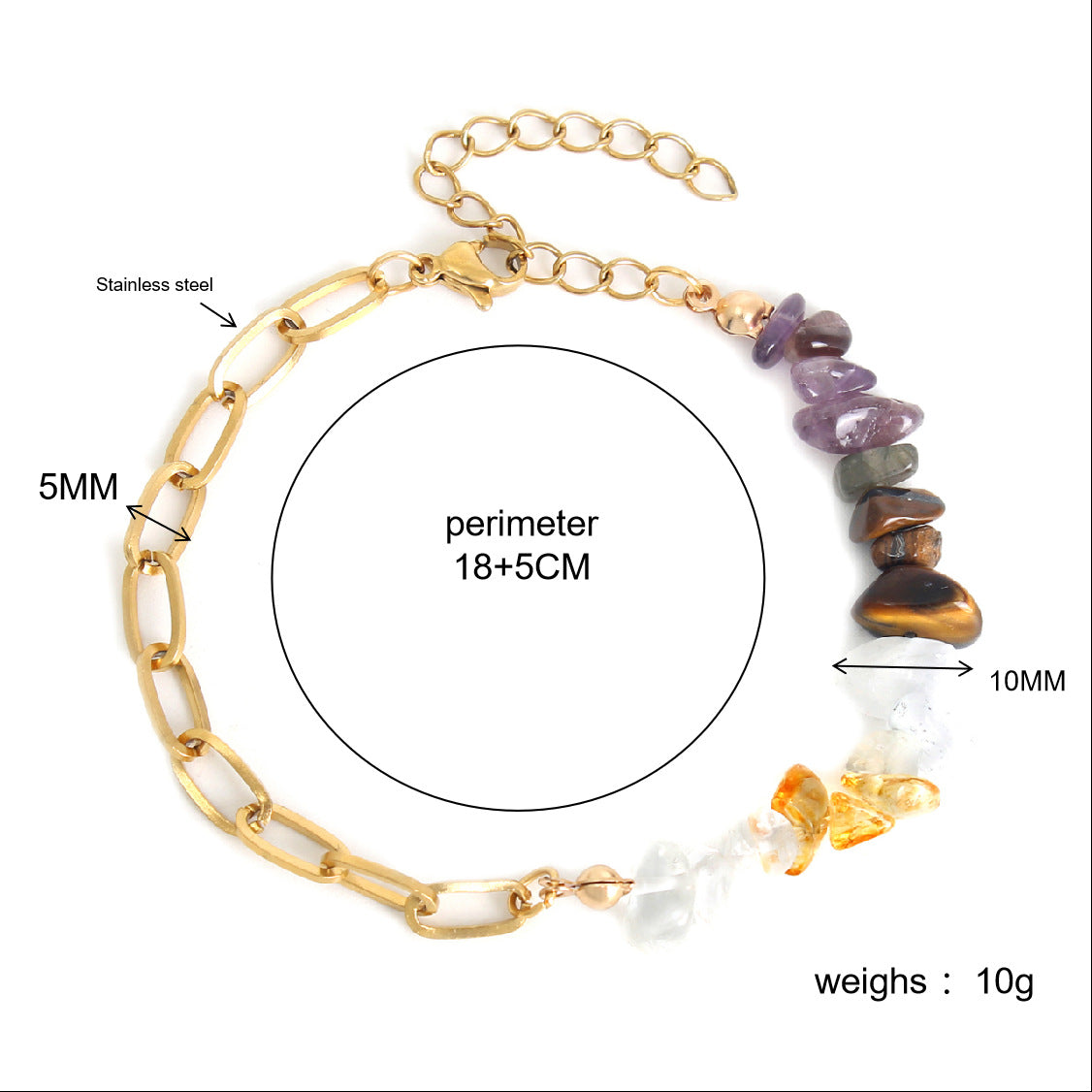 *Preorder: Natural Stone Paperclip Chain Bracelet*