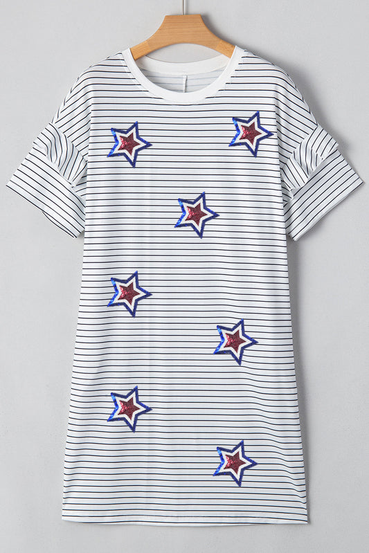 White Stripe Sequin Dress RTS