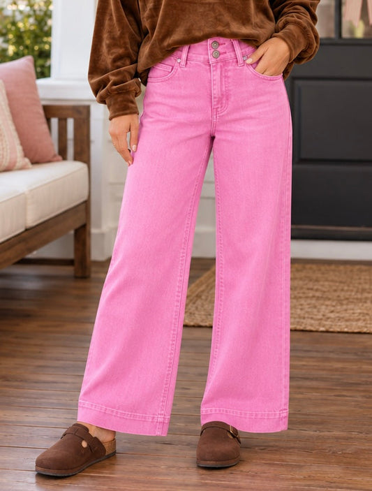 High Waisted Pink Jeans