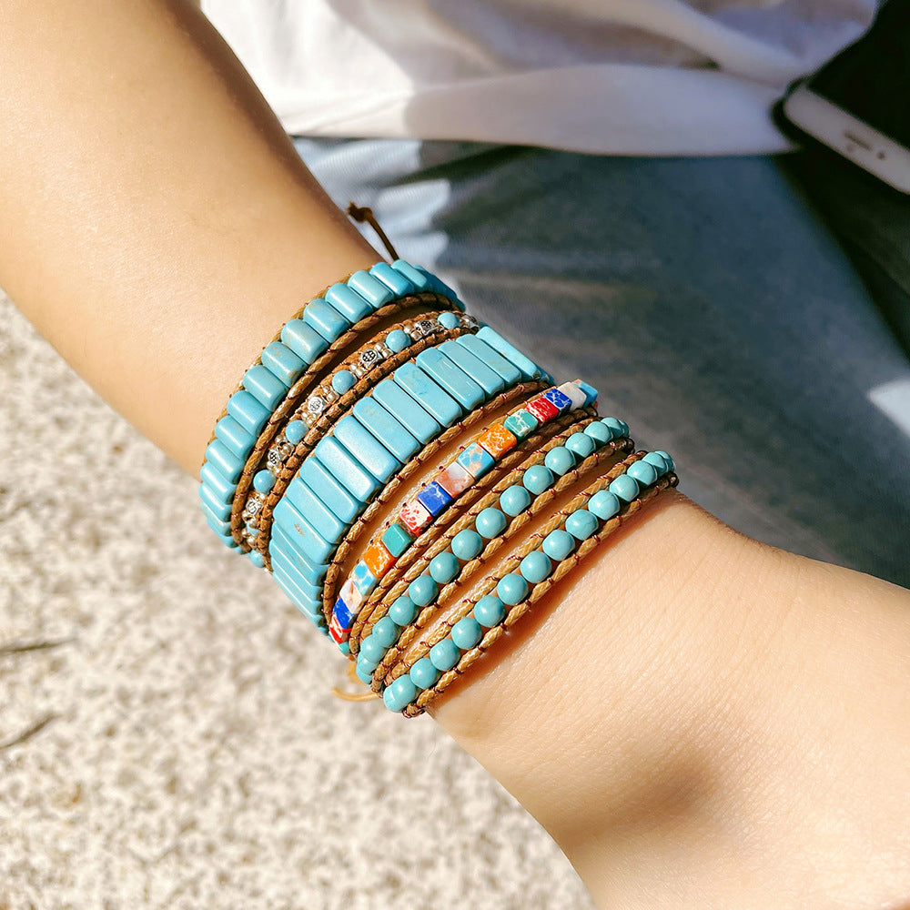 *Preorder: Turquoise Leather Wrap Bracelets*