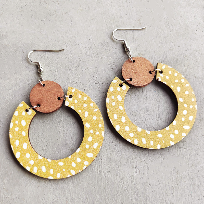 *RTS Boho Wood Round Earrings*