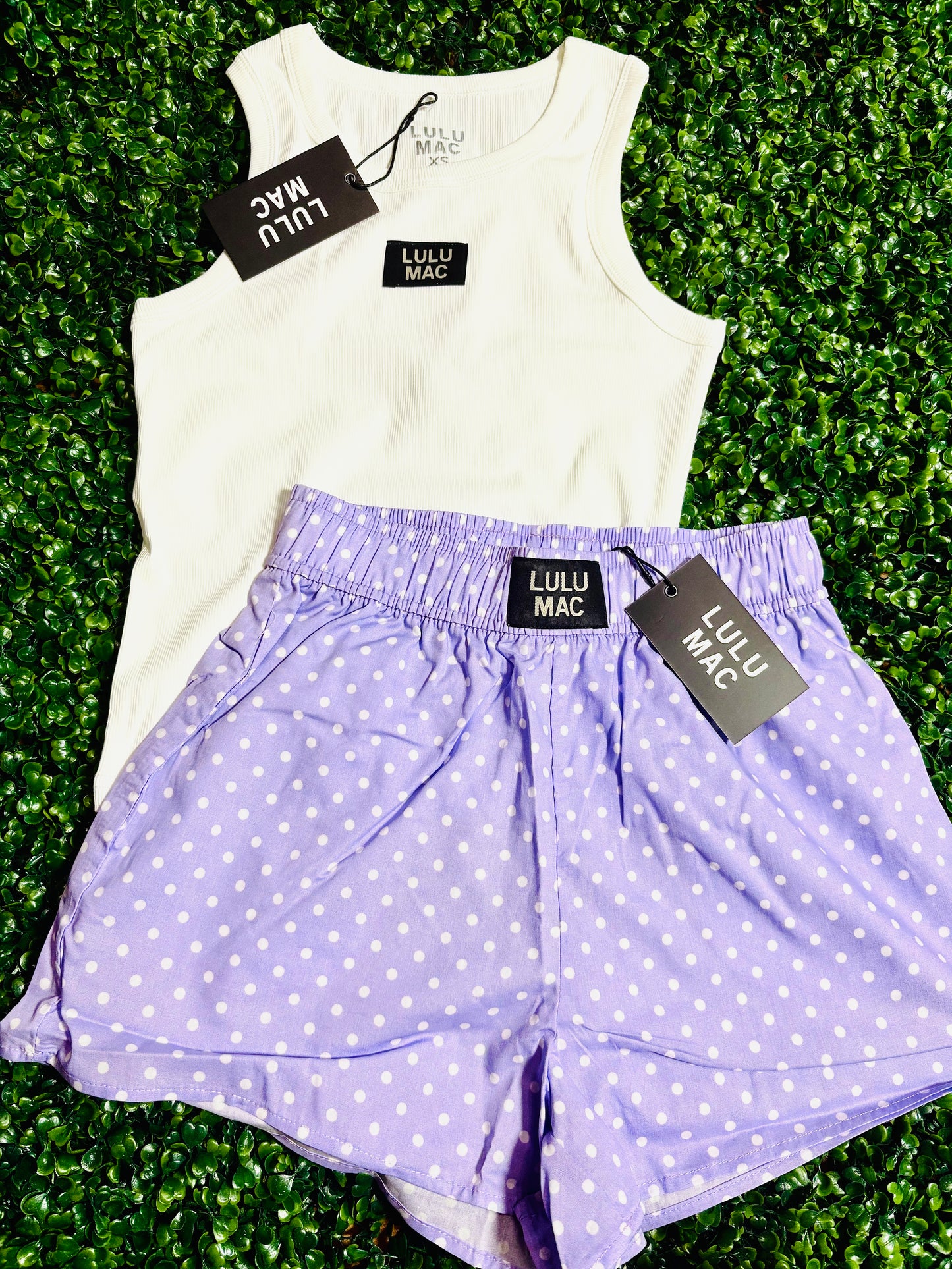 Lavender Lulu Mac Polka Dot Shorts-Adult