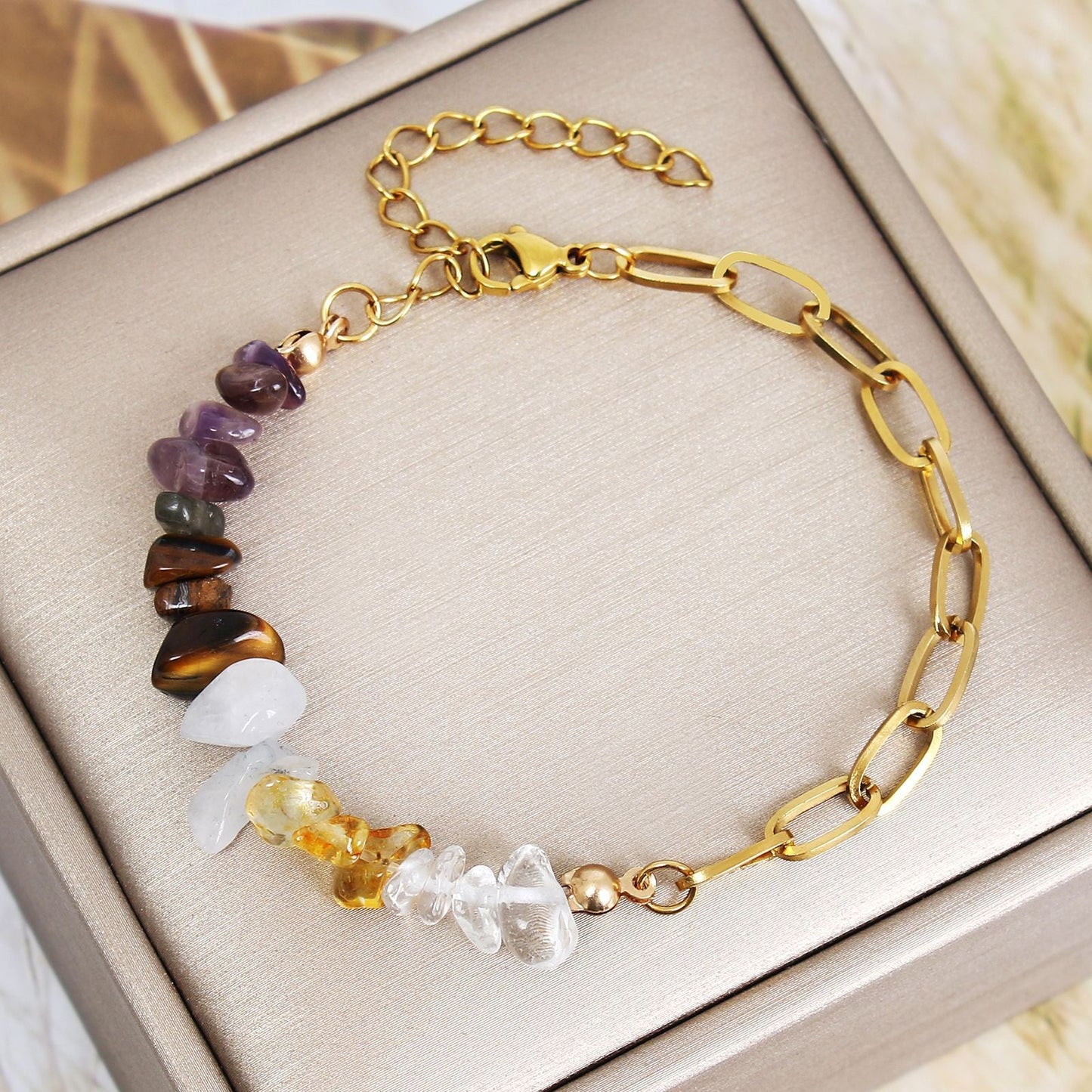 *Preorder: Natural Stone Paperclip Chain Bracelet*
