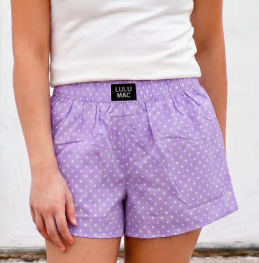 Lavender Lulu Mac Polka Dot Shorts-Adult