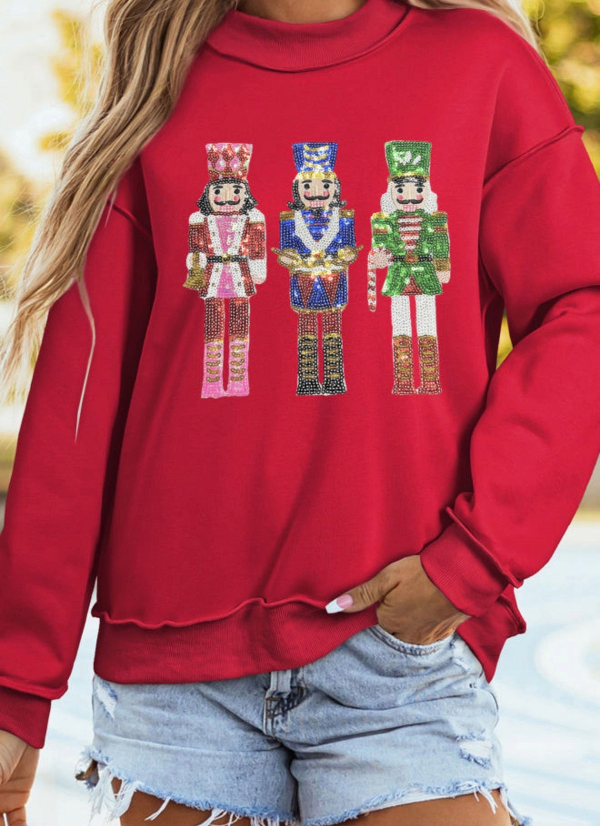 Nutcracker Sequin Mock Neck Sweatshirt