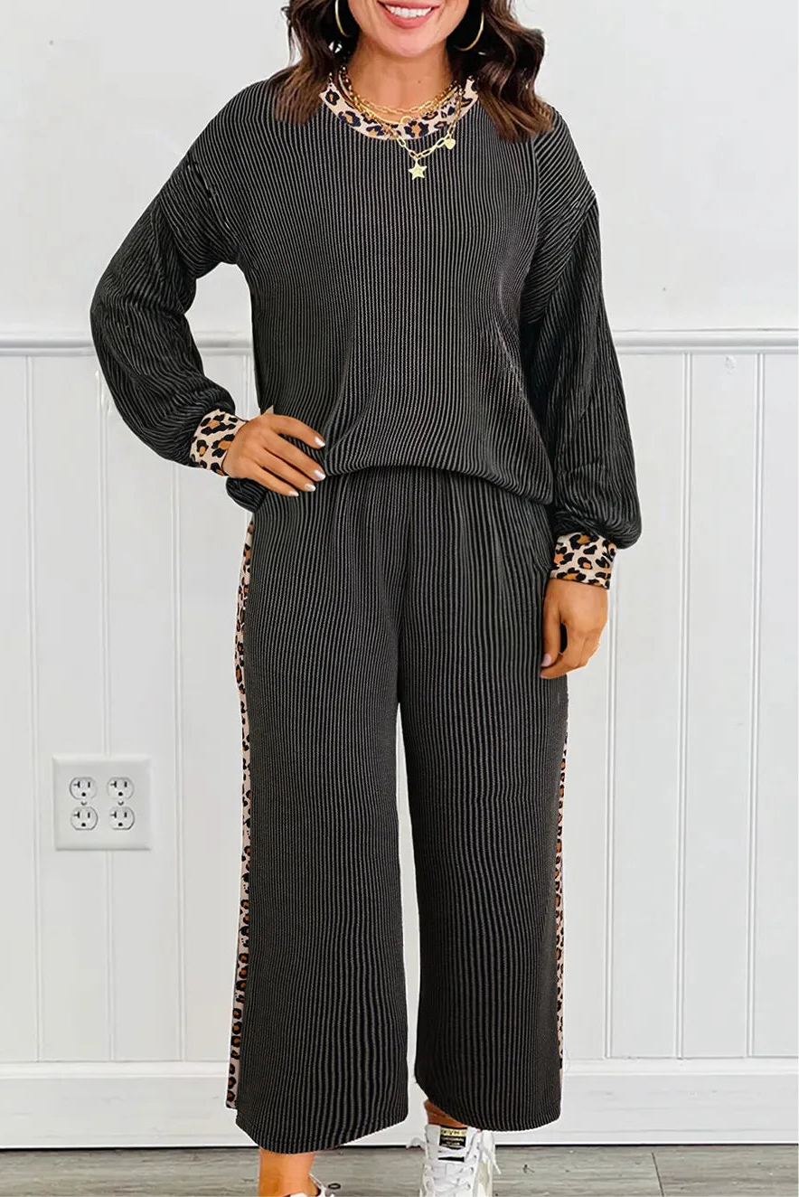 Corded Leopard Long Sleeve Set