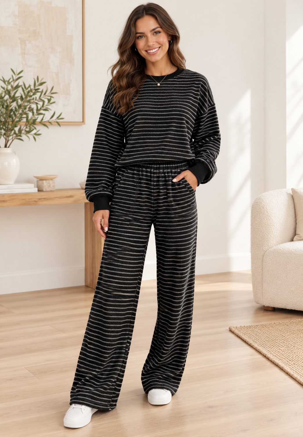 Stripe Terry Knit Set