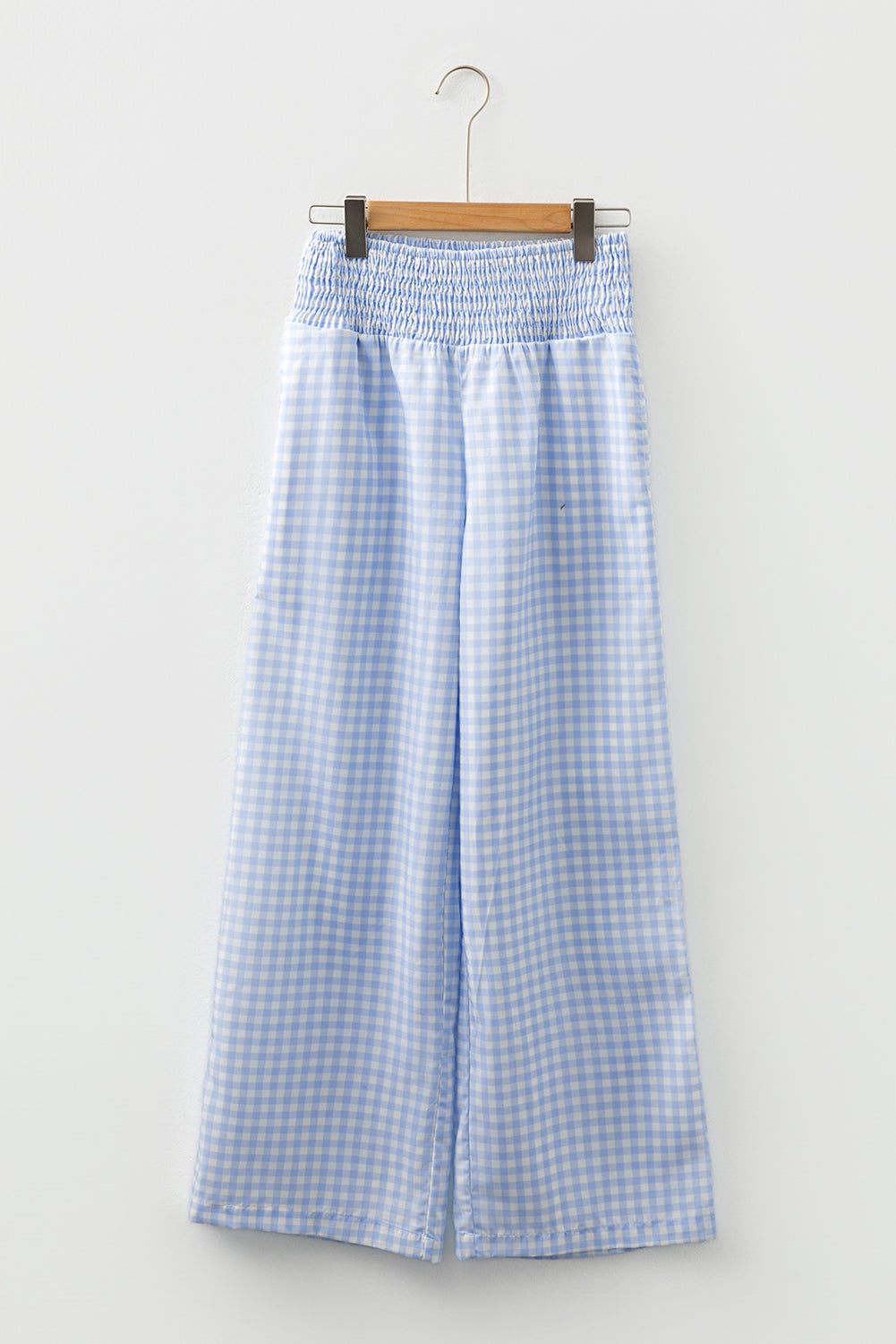 Blue Plaid Smocked Loose Pants LT