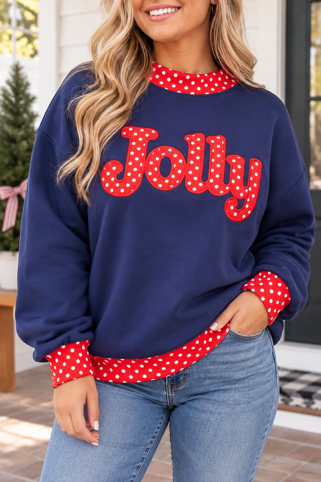 Blue Polka Dot Jolly Plus Sweatshirt