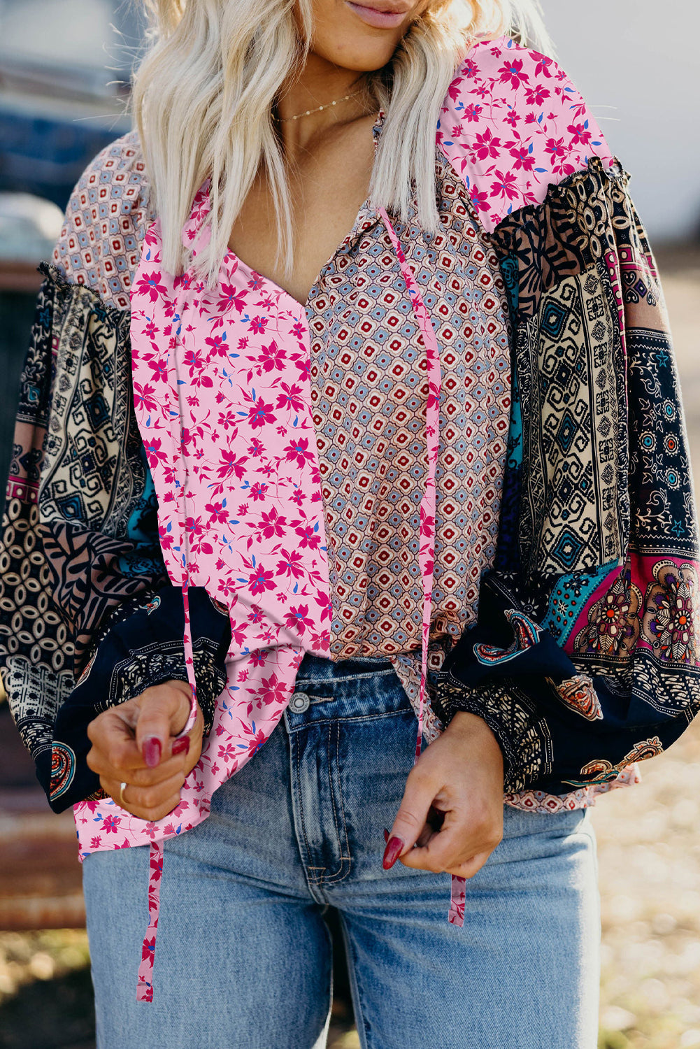 Boho Mixed Floral Blouse FB