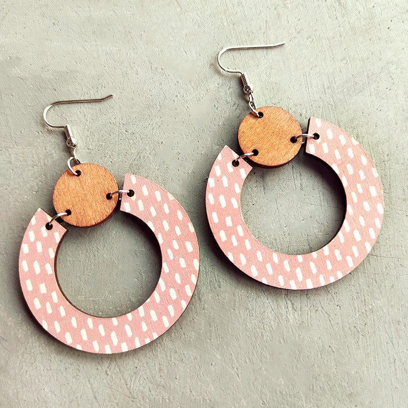 *RTS Boho Wood Round Earrings*