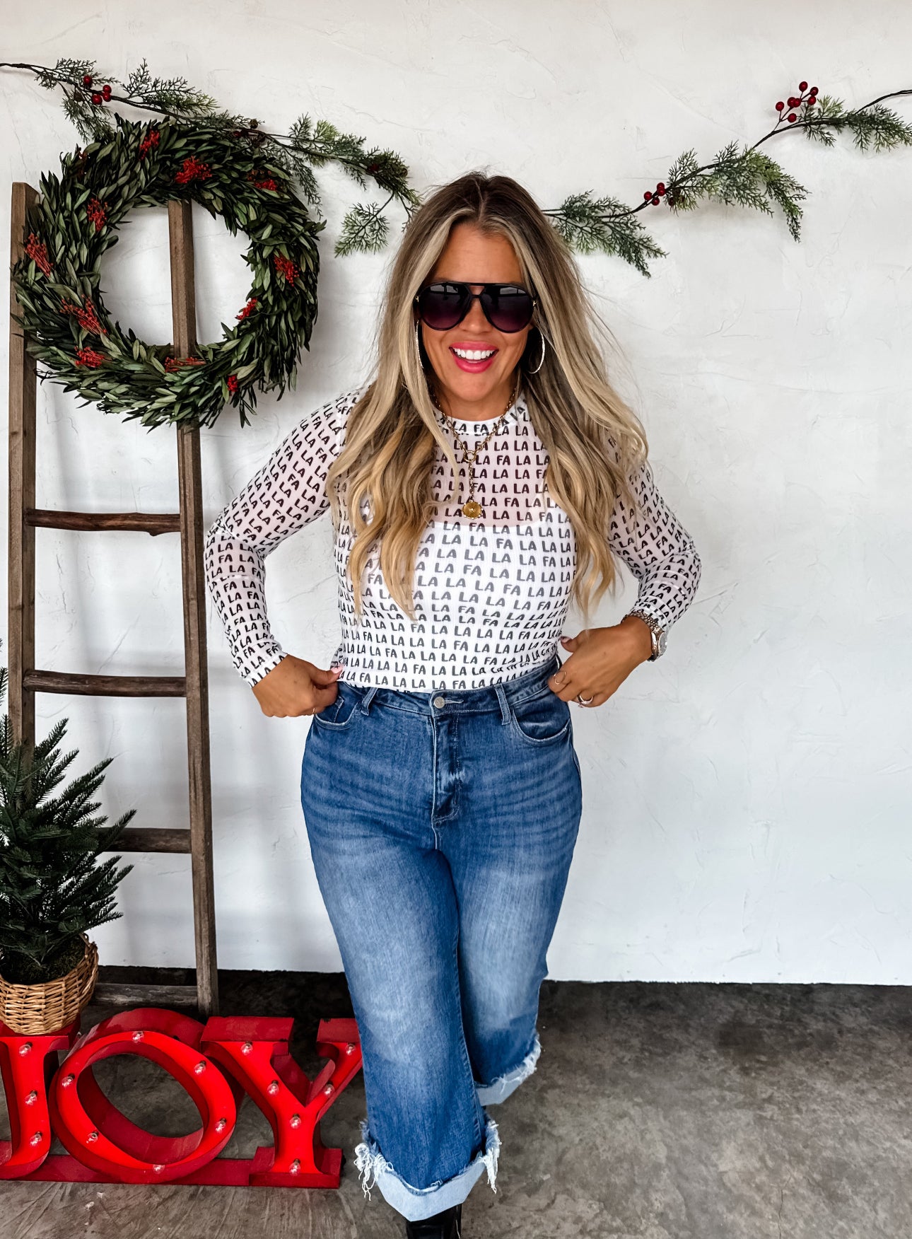 The Blakeley Mesh Holiday Print Top-Preorder Closes 9/3 @8PM CST