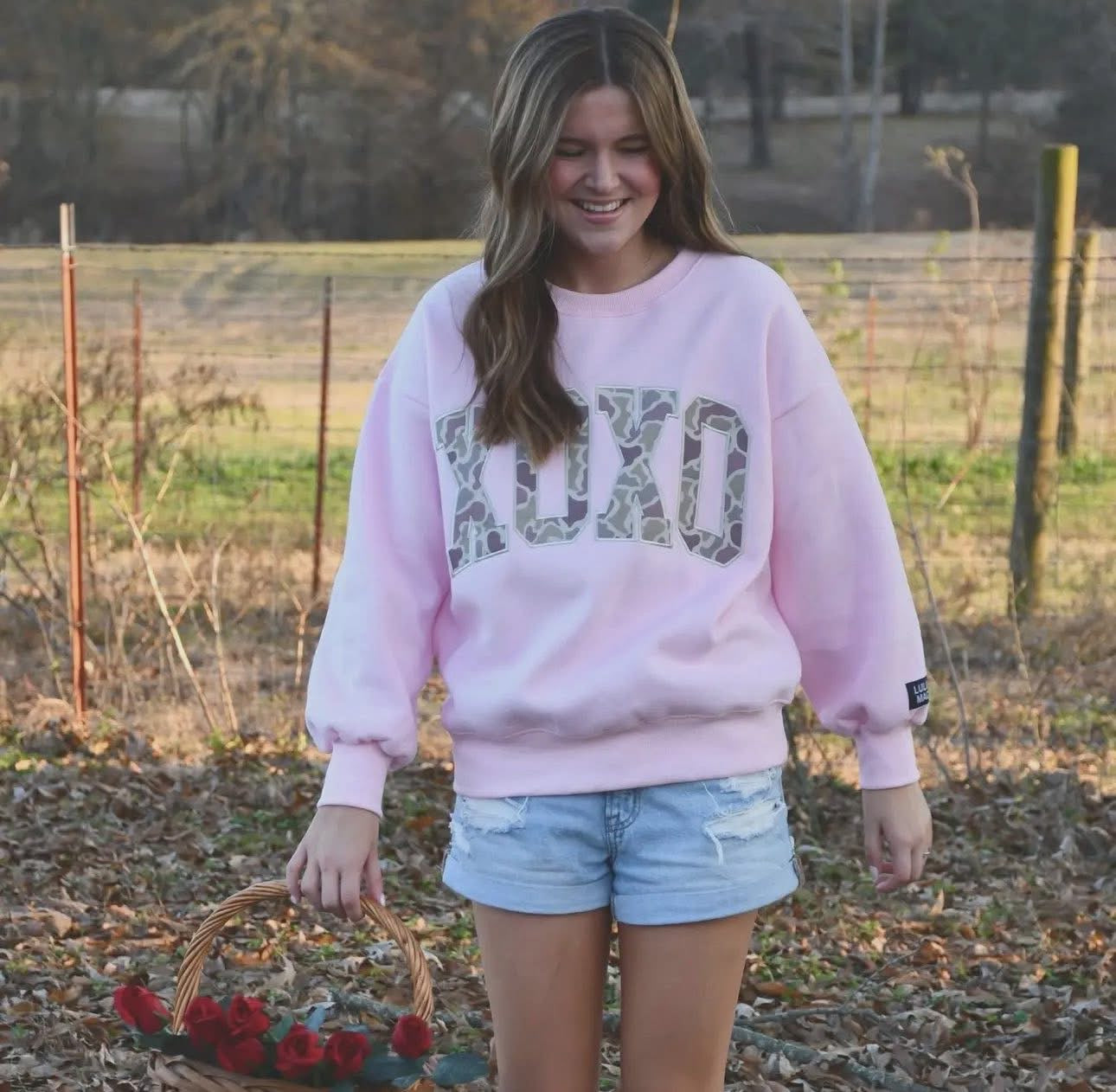 Lulu Mac Pink with Camo XOXO Sweatshirt