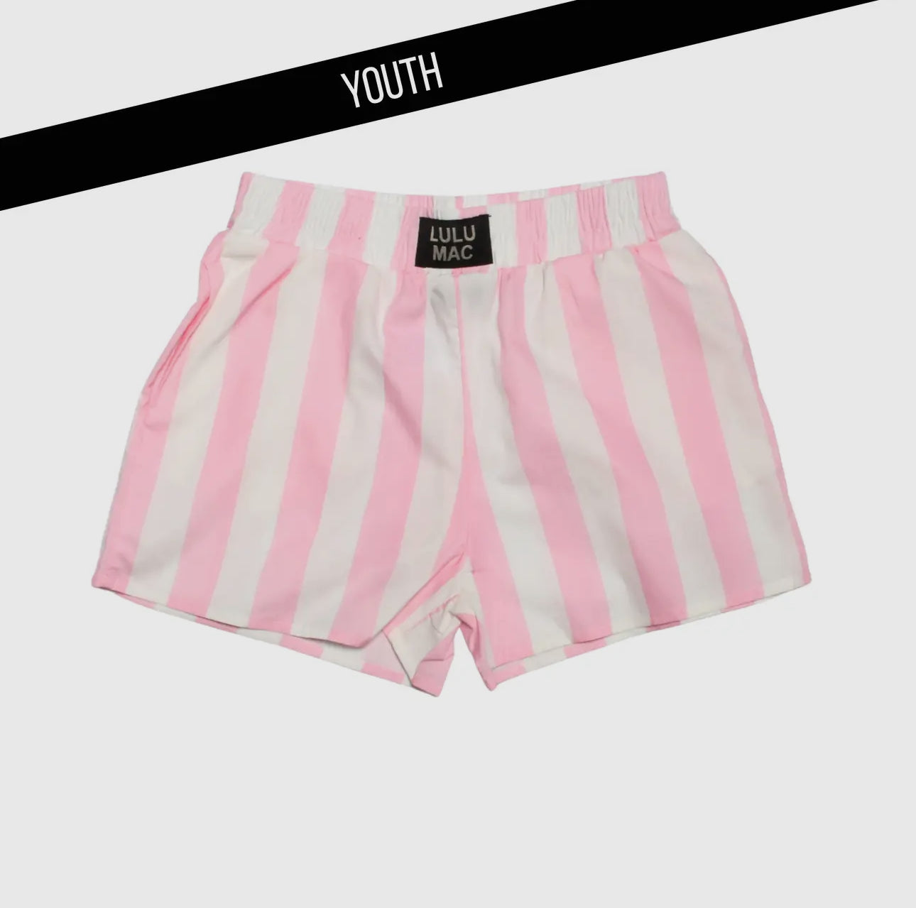 LULU MAC KIDS YOUTH DARBY STRIPED SHORTS-LIGHT PINK