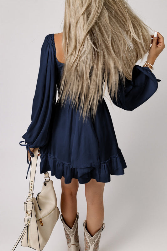 Navy Ruffled Dress FB