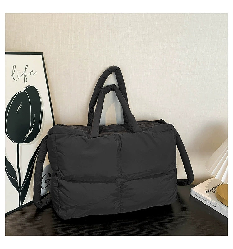 RTS: The Blake Quilted Grid Puffer Tote-