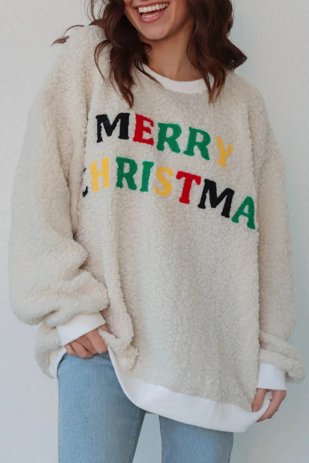 MERRY CHRISTMAS Sherpa Sweater FB