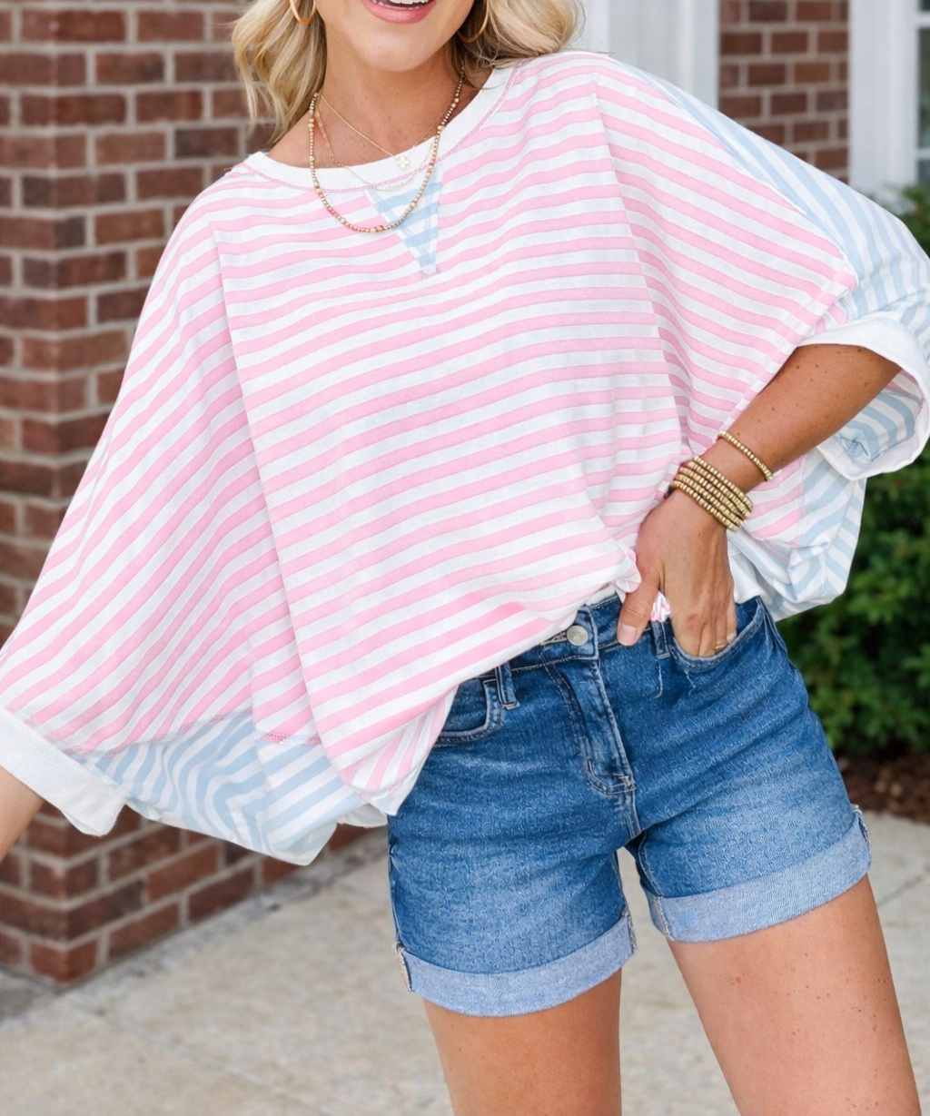 Oversize Colorblock Dolman Shirt RTS