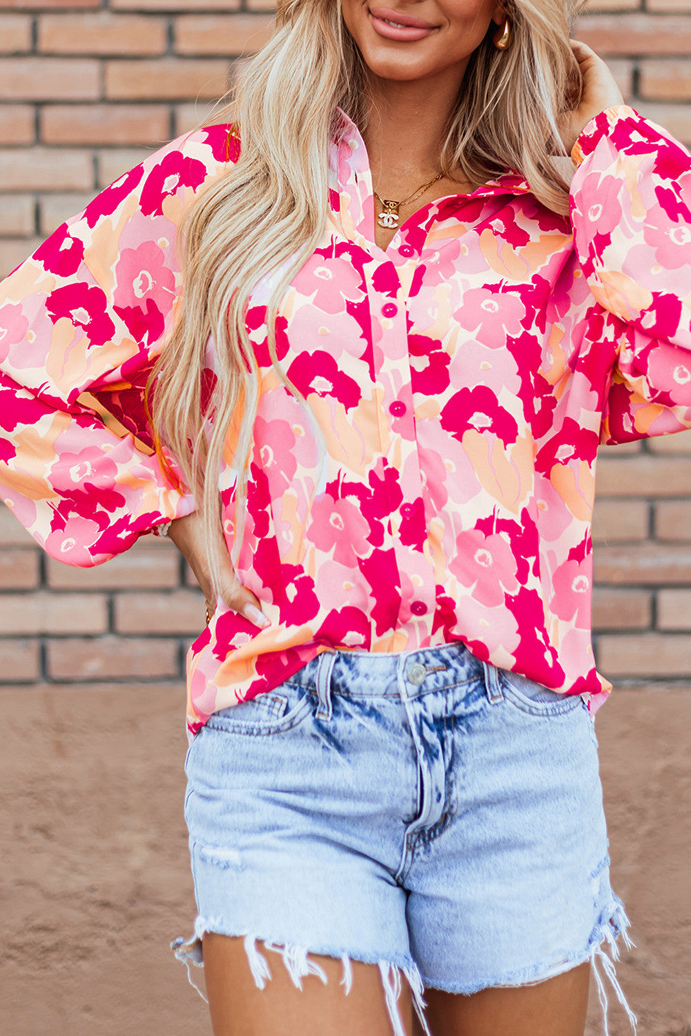 Pink Floral Button Shirt FB