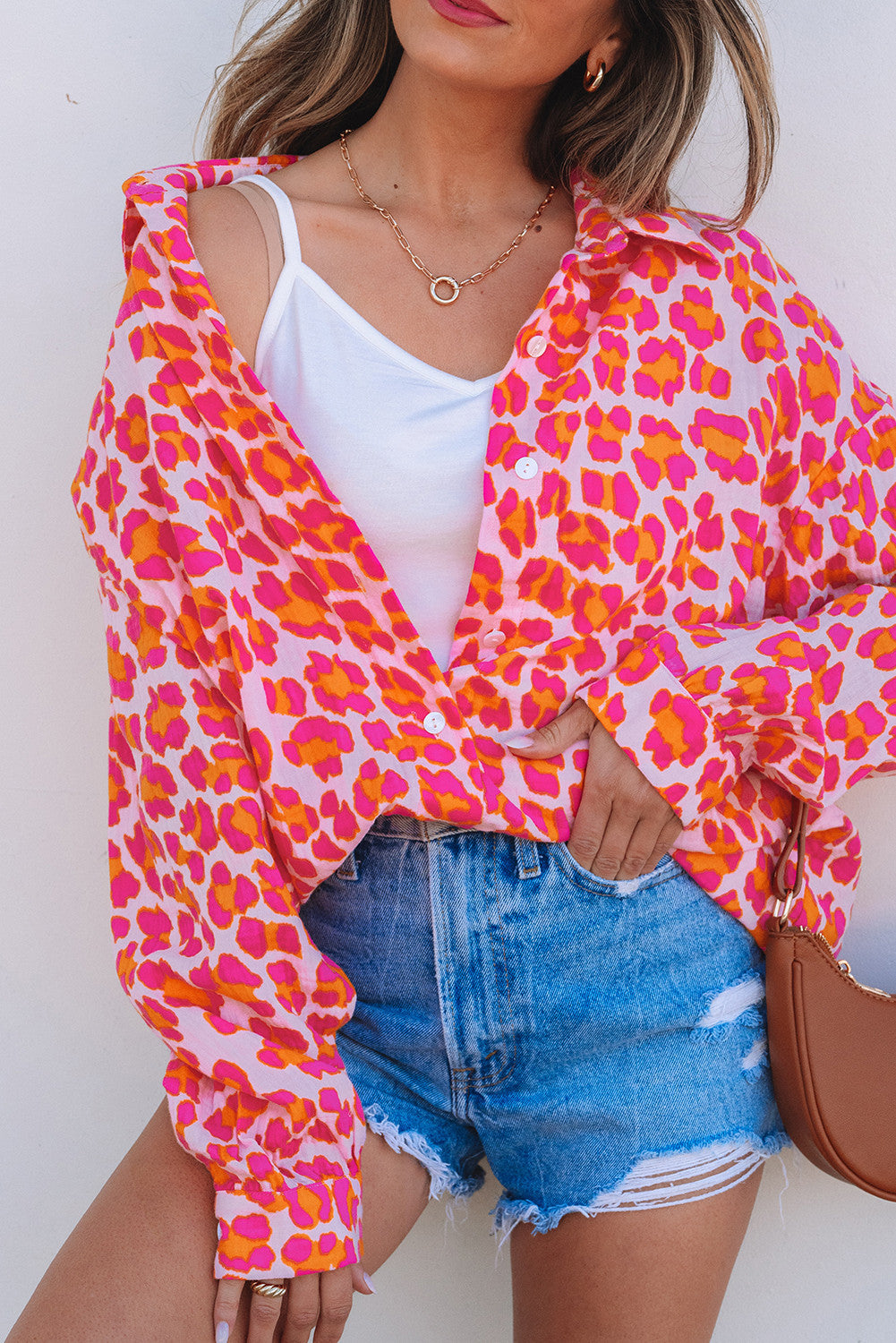 Pink Leopard Button Shirt FB