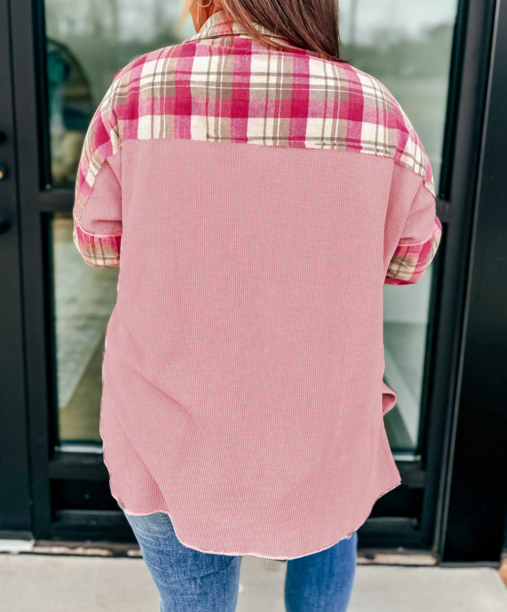 Pink Plaid Patchwork Plus Top LT