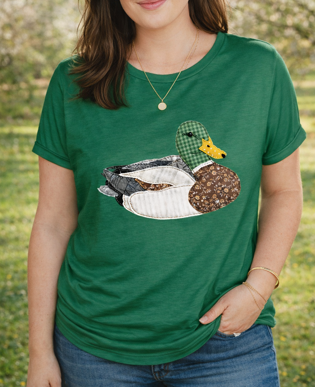 Plus Faux Patchwork Mallard Top FB