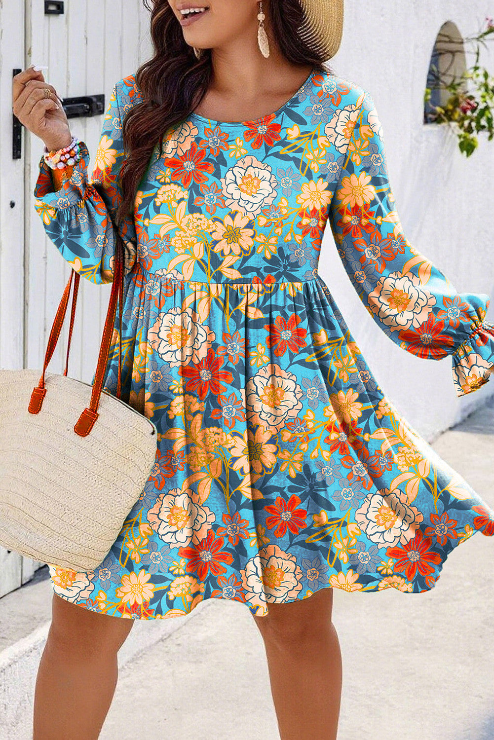 Plus Floral Flowy Mini Dress FB