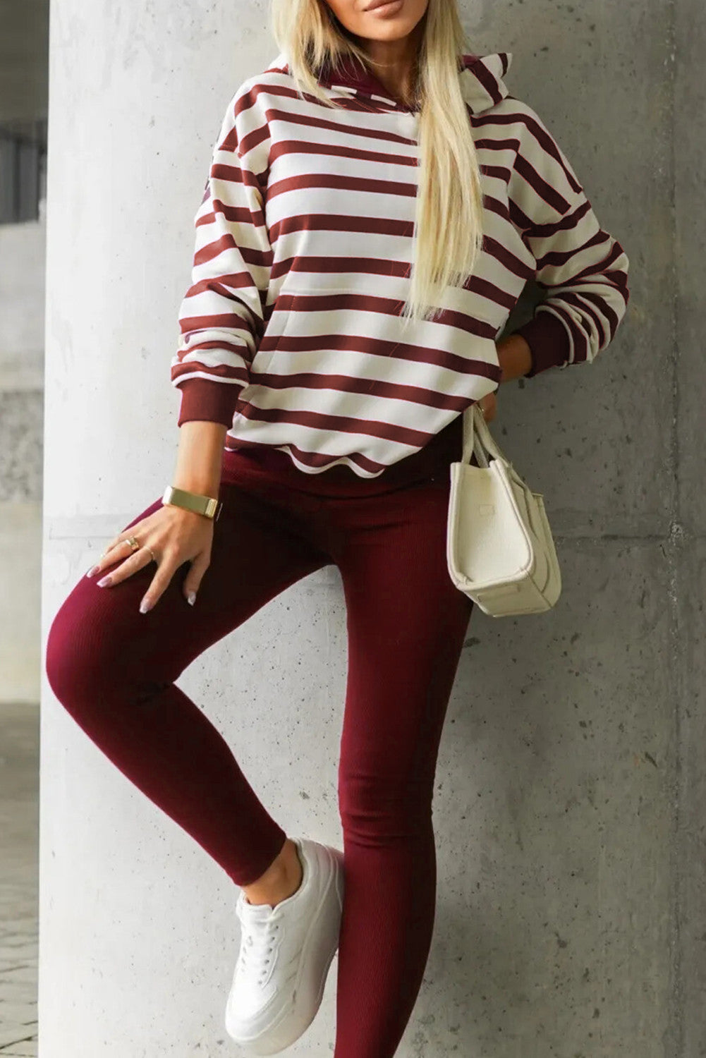 Red Ribbed Hoodie Set FB