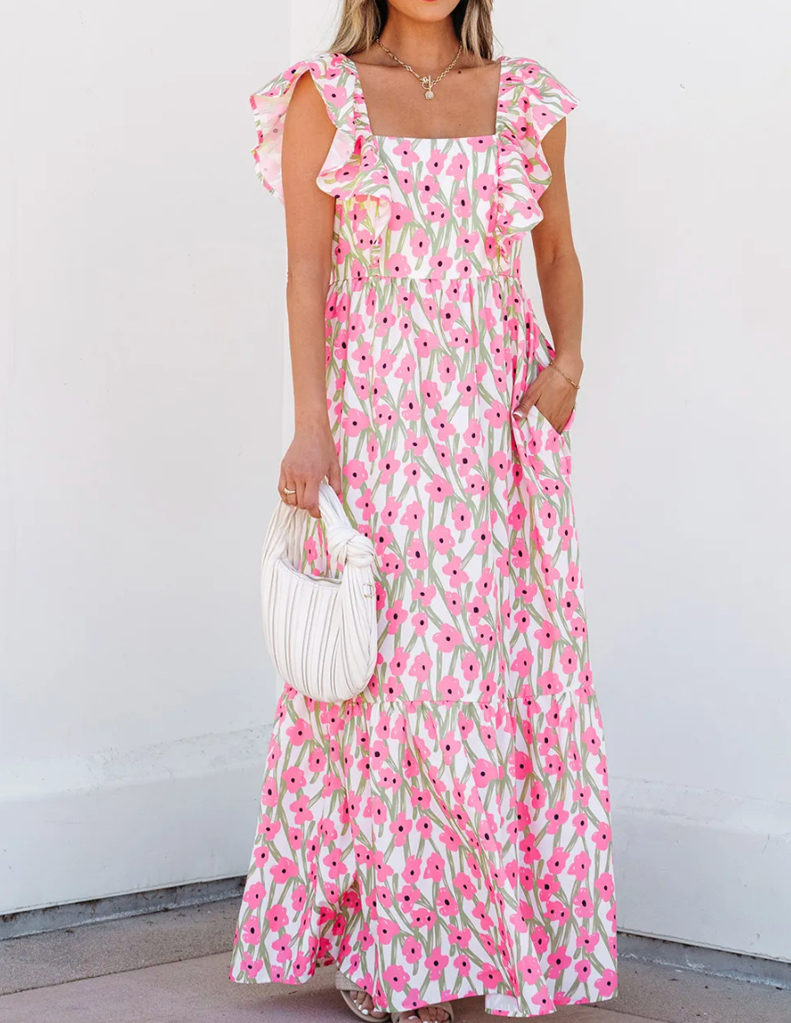 Floral Ruffle Strap Maxi FB