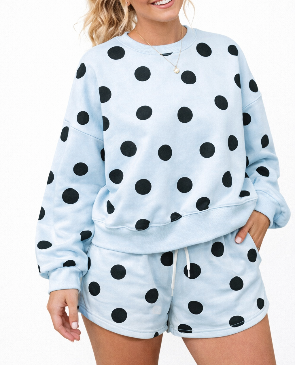Sky Blue Polka Dot Set FB