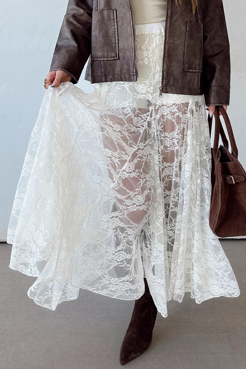 White Lace Maxi Skirt FB