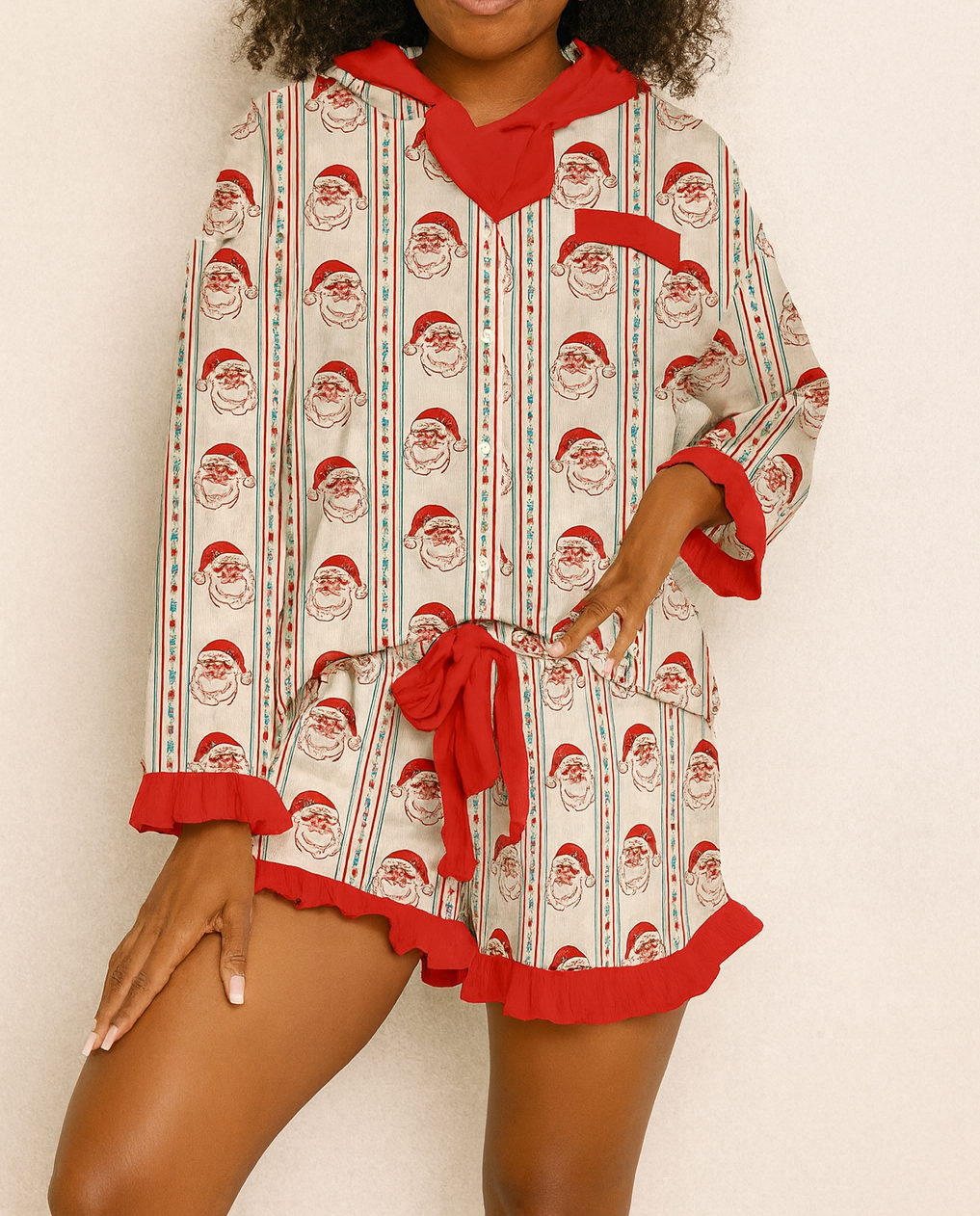 White Santa PJ Set FB