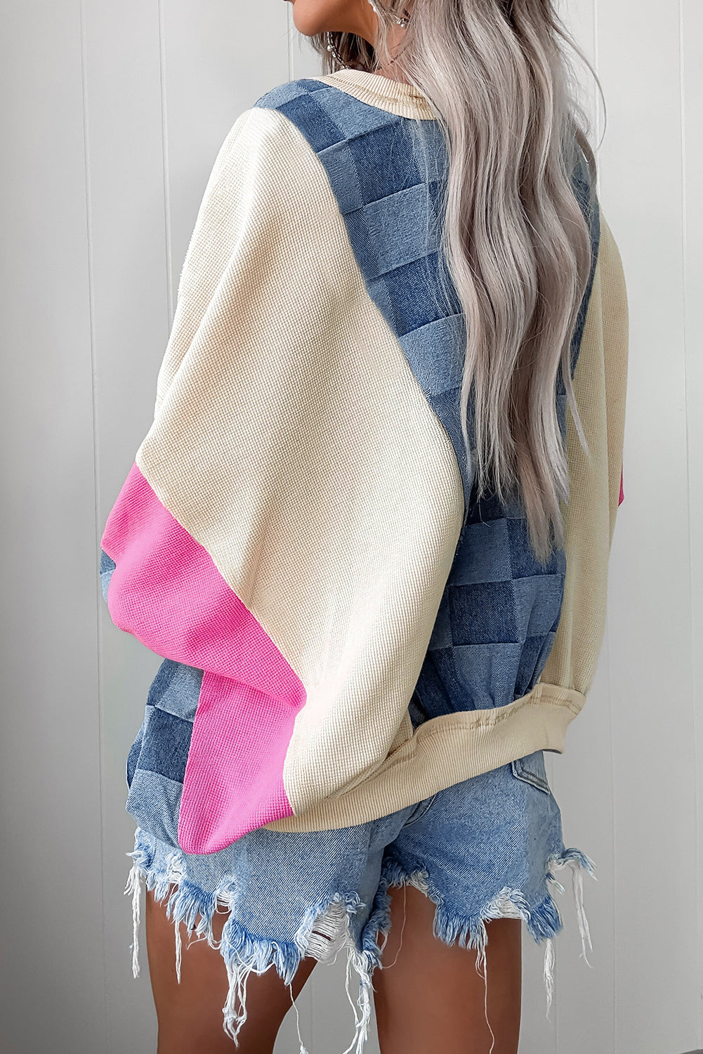 Checkered Denim Patchwork Sweatshirt RTS