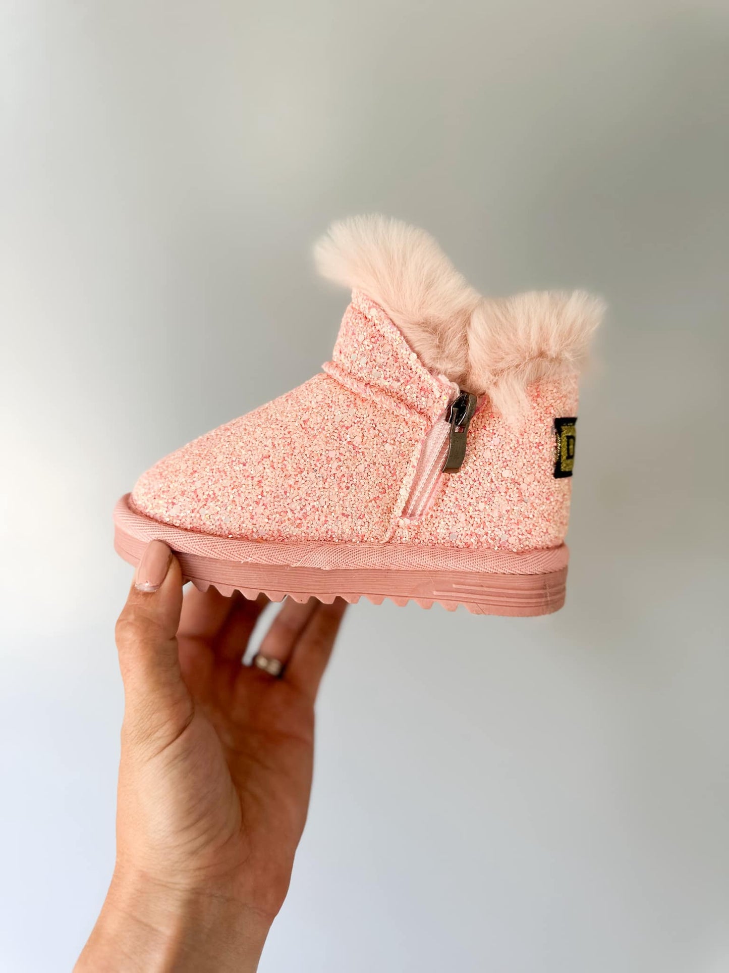 RTS: Vegan Leather Fuzzy Sparkle Boot-