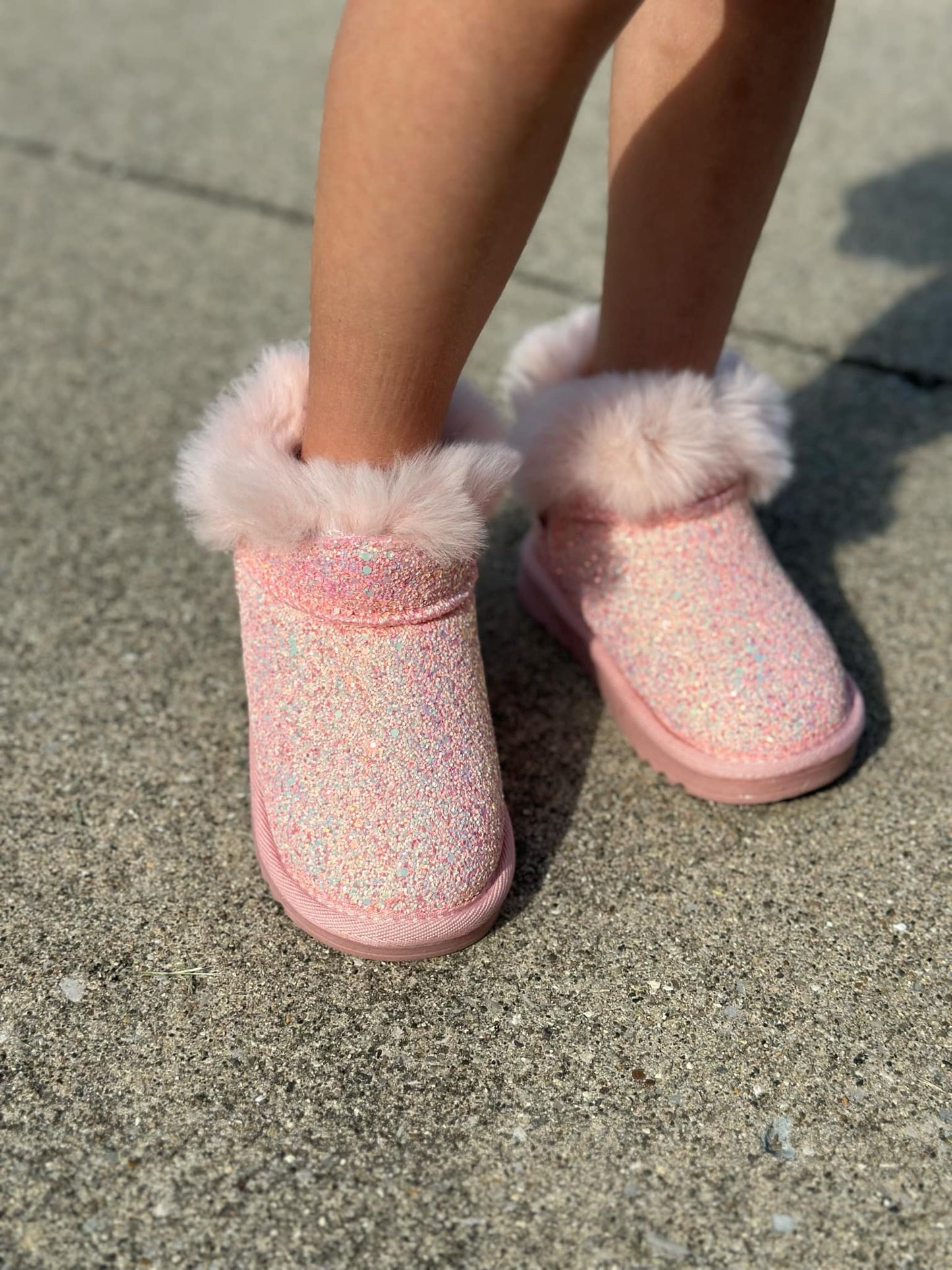 RTS: Vegan Leather Fuzzy Sparkle Boot-