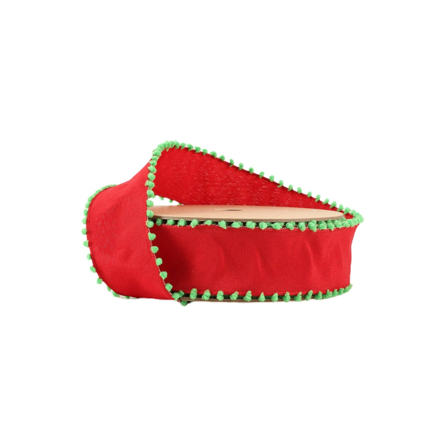 Wired Ribbon with Pom Pom Edge 10 Yard Roll