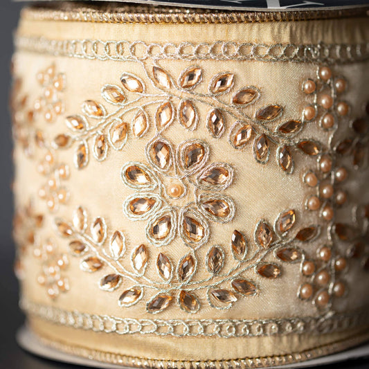 BEADED BROCADE GOLD RIBBON