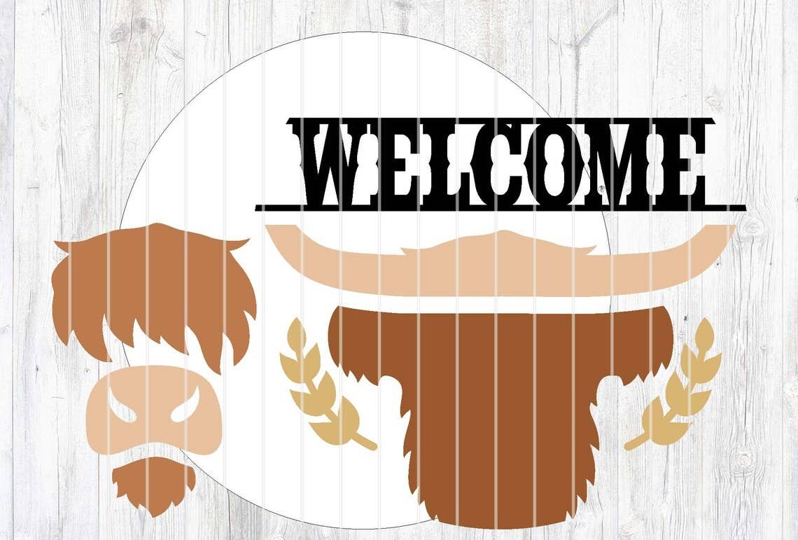 Welcome Highland Cow Door Hanger DiY