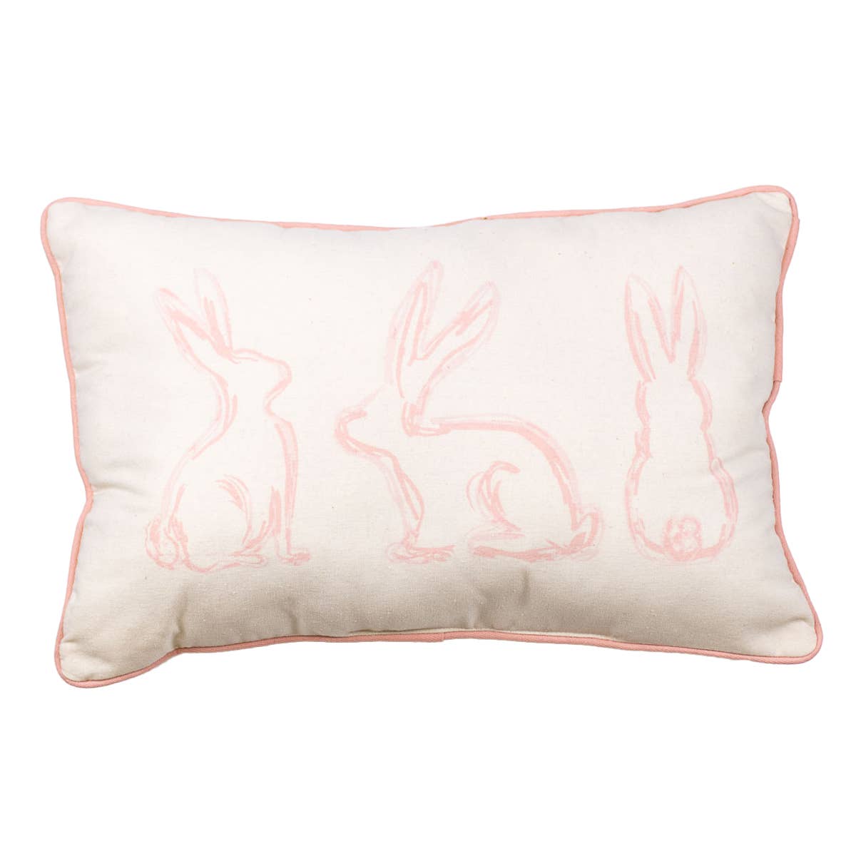 Lily Belle Bunny Lumbar Pillow Soft White/Pink 13x20