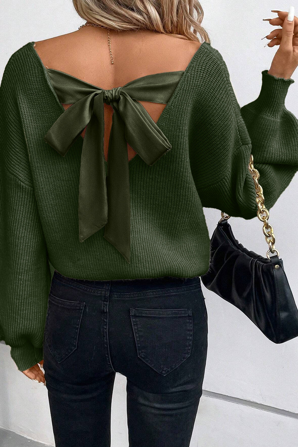Lantern Knot Back Sweater FB